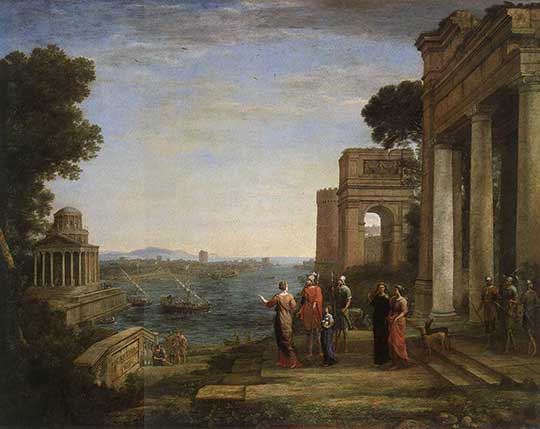 Aeneas se loučí s Dido v Kartágu, Claude Lorrain, 1676