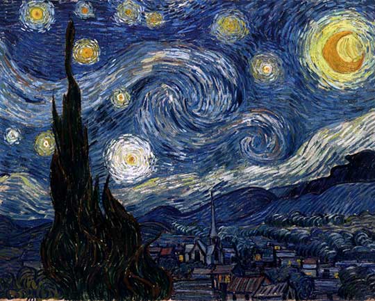 Hvězdná noc, Vincent van Gogh, 1889