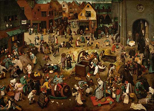 Zápas karnevalu s půstem, Pieter Bruegel st., 1559